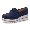 Women Cow Suede Casual Shoe Wedge Platform Height Increasing Single Shoes Tassel Muffin Shake Loafers Mother Walking Shoes 35-42