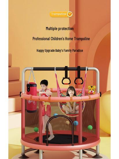 Children's Indoor Trampoline & Swing Set with Anti-Tip Safety Bar