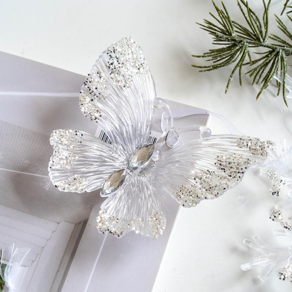 2pcs With Sequins Snowflake Hanging Ornaments Clear Christmas Tree Hanging Ornaments  Shopping Mall