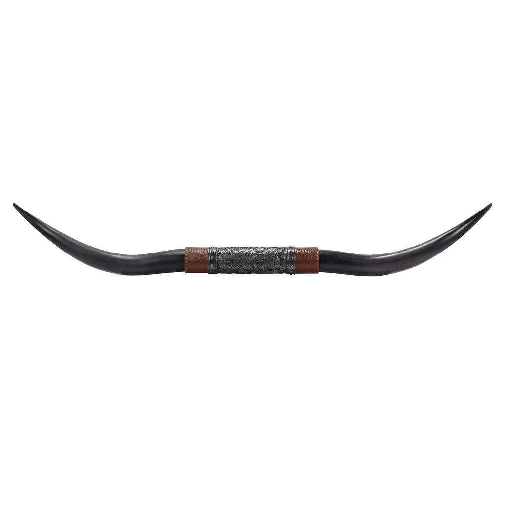 70.8In 180CM Retro Ethnic Style Animal Horn with Hanging Hole Wall Hanging Ornament Multi-Purpose for Living Room Hallway Office