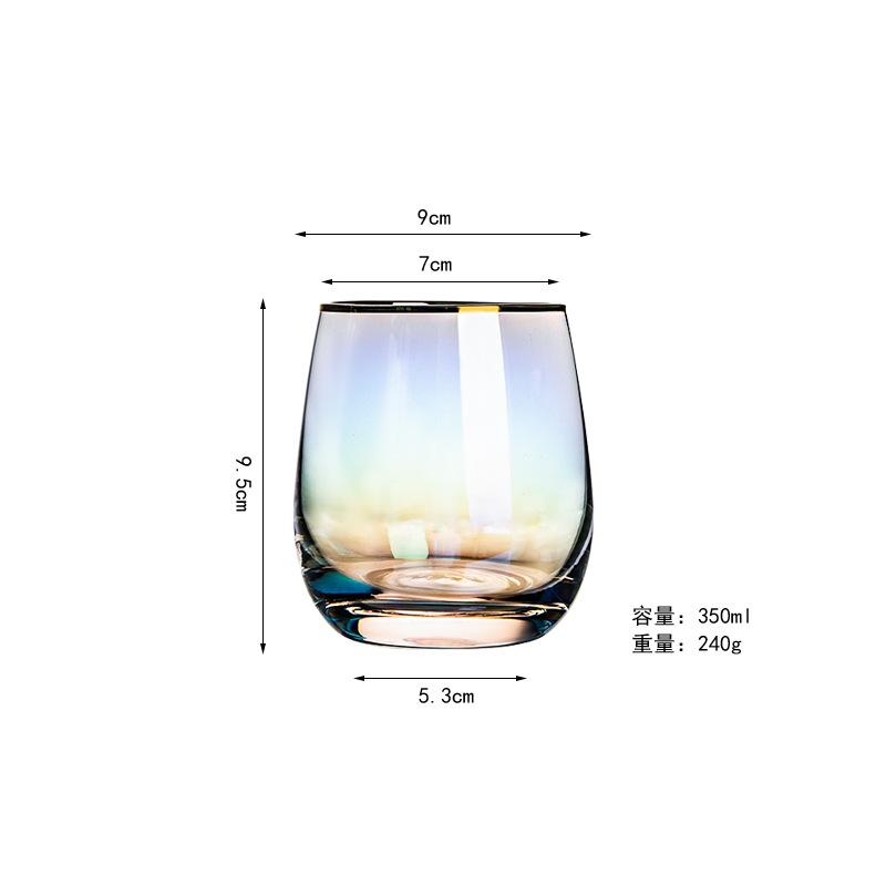 Cupa Creativă Colorată Electroplată din Sticlă cu Capacitate Mare Cupă Colorată în Formă de Ou Cupă Cristal Curcubeu Net Red