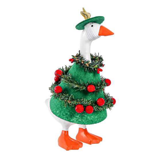 Christmas Goose Costume Felt Fabric Seasonal Goose Figurines Costume Handmade Festive Outfit Table Desk Decoration