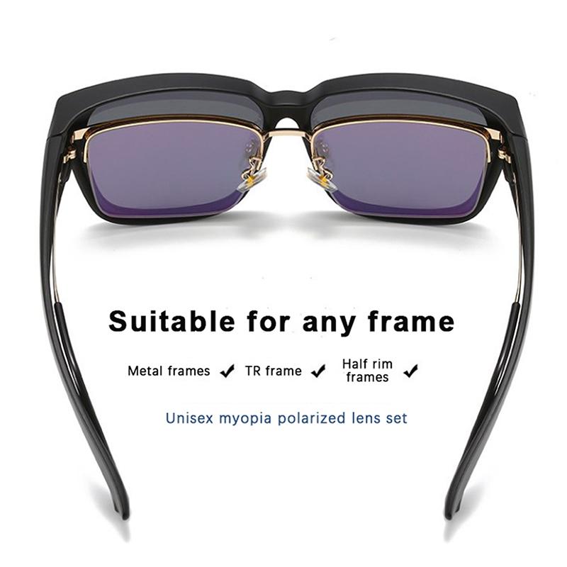 Polarized Sunglasses Cover Over Myopia Prescription Glasses Portable Men Women Vintage Fishing Driving Eyewear
