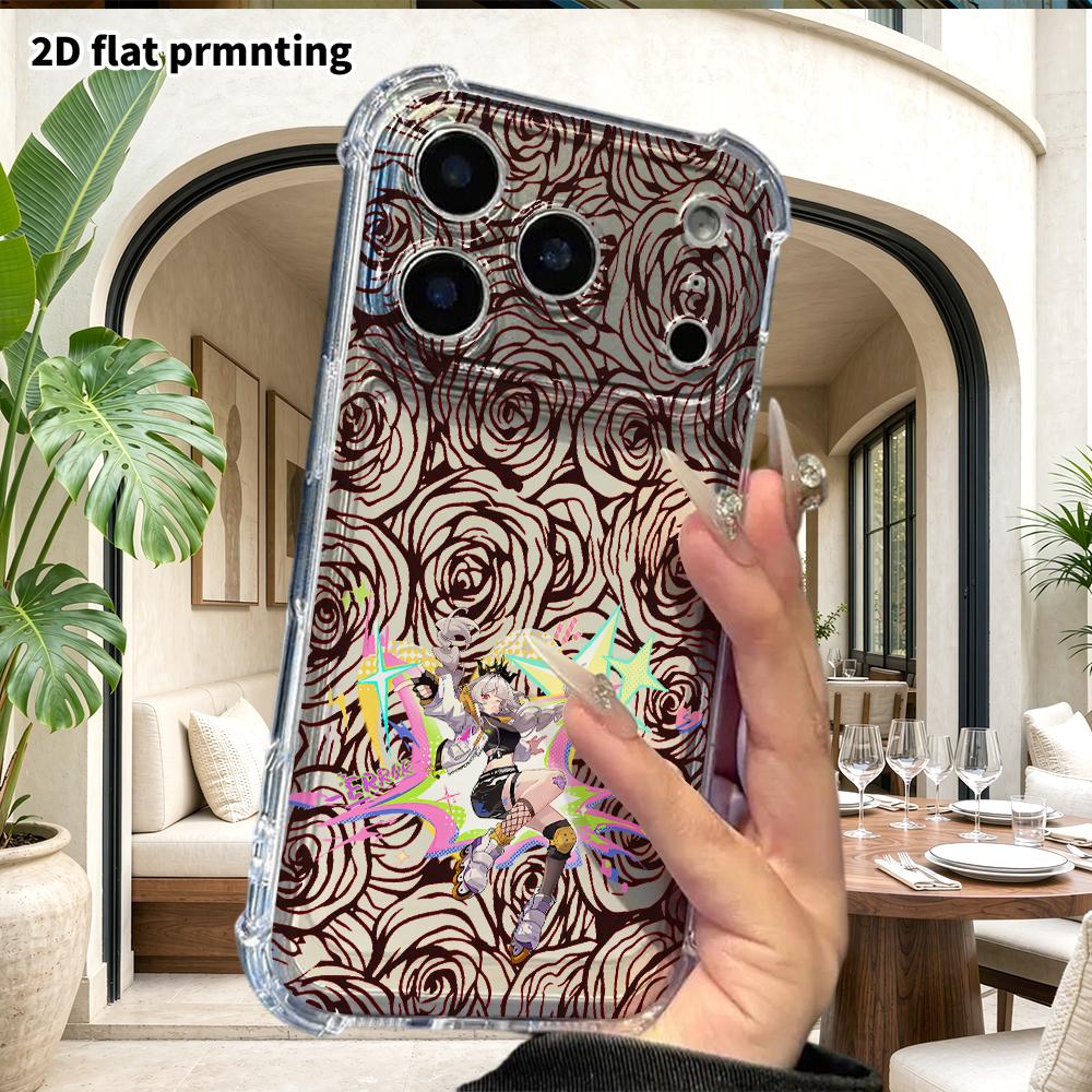 Phone Case: 2D Flat Design, Suitable for iPhone 18 17 16 15 14 13 Pro, Transparent with Corner Protection, Silver-haired Girl, Christmas and Halloween