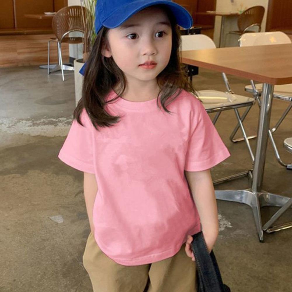 Children Boy Girl T Shirt 2026 New Summer Short Sleeve T-Shirt Cute Style White Solid Color Tops