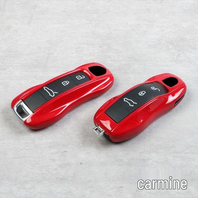 Carmine Red Key Shell for Porsche: Cayenne, Macan, 718, Panamera, 911