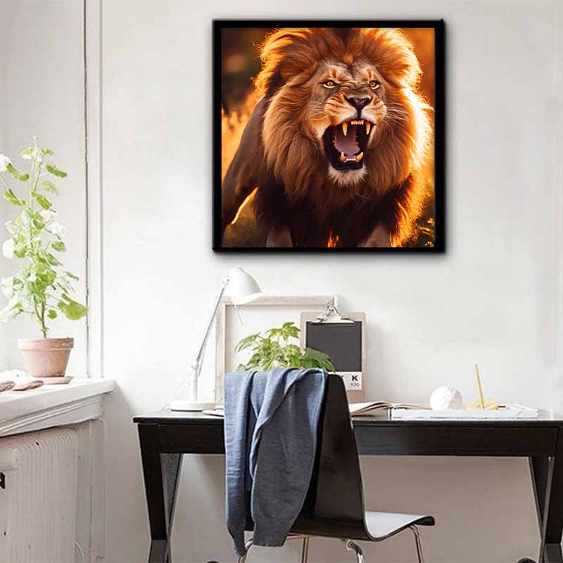 New Arrival 5D DIY Full Circle Diamond Painting "Lion" Embroidery Cross Stitch Home Decor Gift