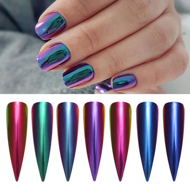 Chameleon Mirror Nail Powder Glitter Decoration Gel Polish Nail Art Dust Metallic Metal Polish Chrome Pigment Dazzling Accessory