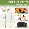 Solar Lights Outdoor Garden Decorative Solar Garden Lights with 7 Tulip Flowers Waterproof for Patio Yard Fence Lawn Pathway