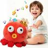 TENGEE Crab and Octopus Toy for 3+ Years Old, with Voice Recording and Music Playback, Battery Operated, Promotes Talking, Soft Fabric, Celebration, B