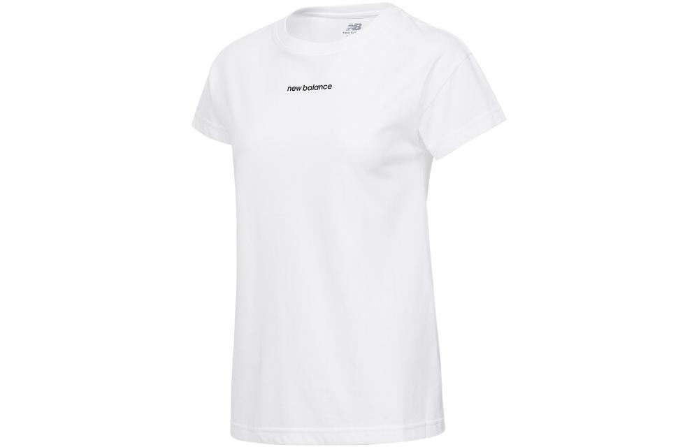 New Balance T Shirts Women s White Crew Neck Moderate Straight Fit AWT11190-WT L