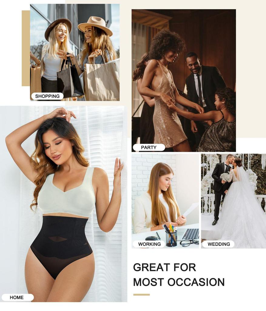 Thin Style High Waist Tummy Control Plus Size Shaping Thong for Women