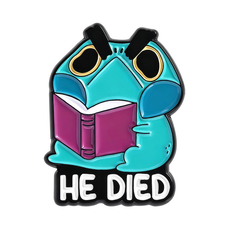 

Funny Angry Frog Enamel Pins Coffee Reading Book Working Brooches Lapel Badges Cartoon Animal Jewelry Gift for Kids Friends