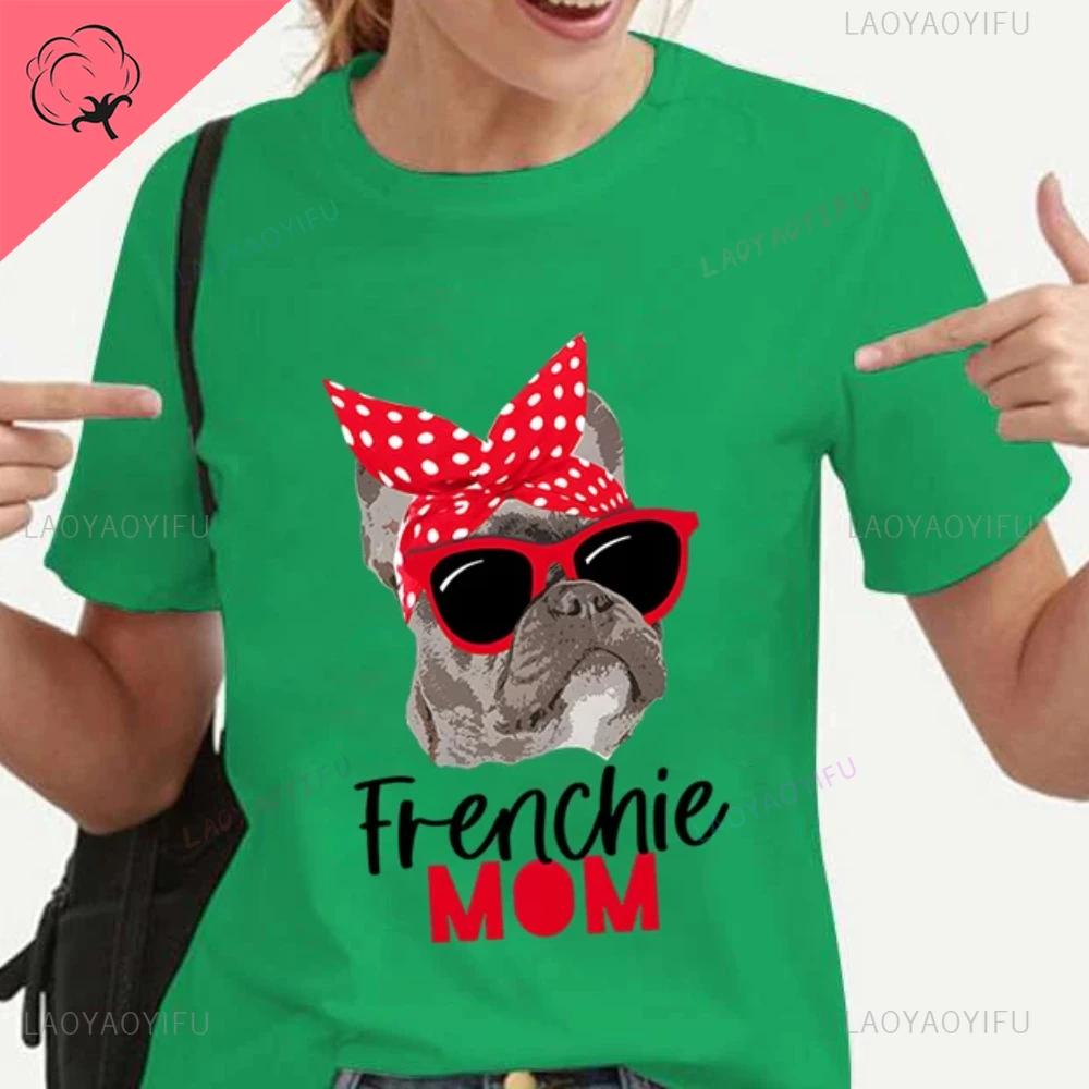 New Women Tshirts Casual Harajuku French Bulldog Print Cotton Tops Summer FeUnisex Tees Frenchie Mom T Shirt for Women Clothing