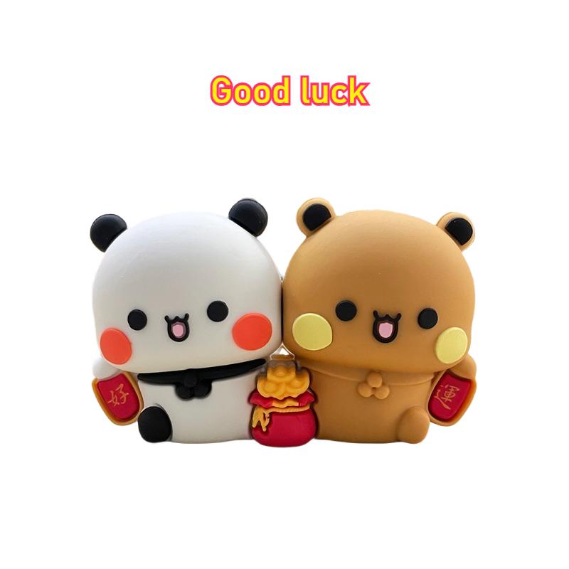 Urocze Figurki Bubu i Dudu Dekoracje na Szczęście Zostań Bogaty Yier Akcesoria Niedźwiedź Panda Wystrój Domu Kawaii Ornamenty do Wnętrza Samochodu