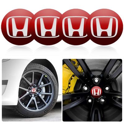 4 pièces Autocollant 56 mm 60 mm Cache central de moyeu de roue de voiture Cache central de jante Emblème de couvercle anti-poussière pour Jazz Insight Civic Xrv Hrv Crv Brv City Accord Fit