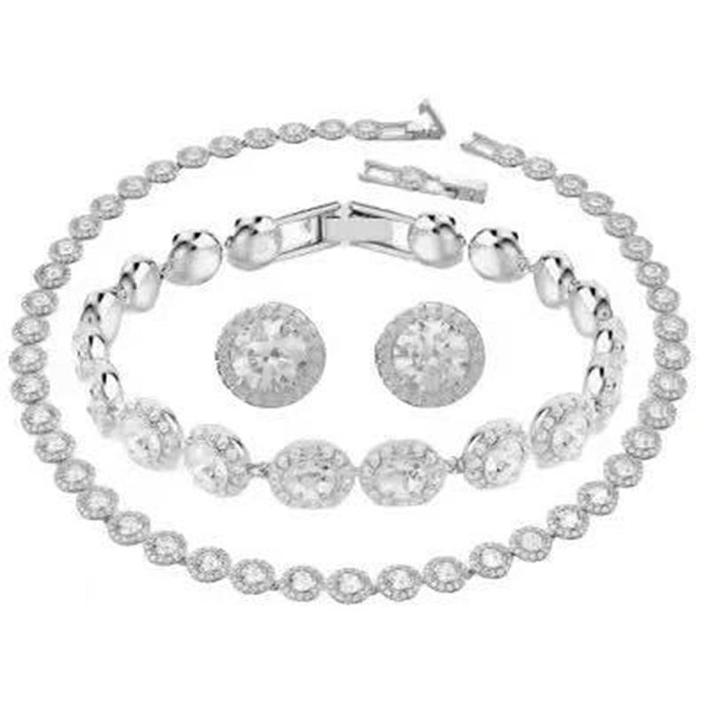 Shijia Kadın Hafif Lüks Kristal Kolye, Bileklik ve Küpe Seti