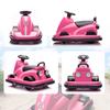 Bumper Car for Kids, 360-Degree Rotatable, Steering Wheel, LED Lights, Music Function, 3-8 Years, Pink