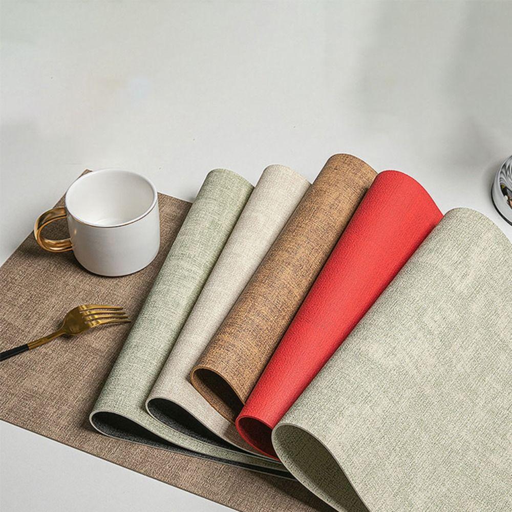 4pcs PU Leather Placemat Rectangular Dish Mat Kitchen Supplies Coasters  Dinning