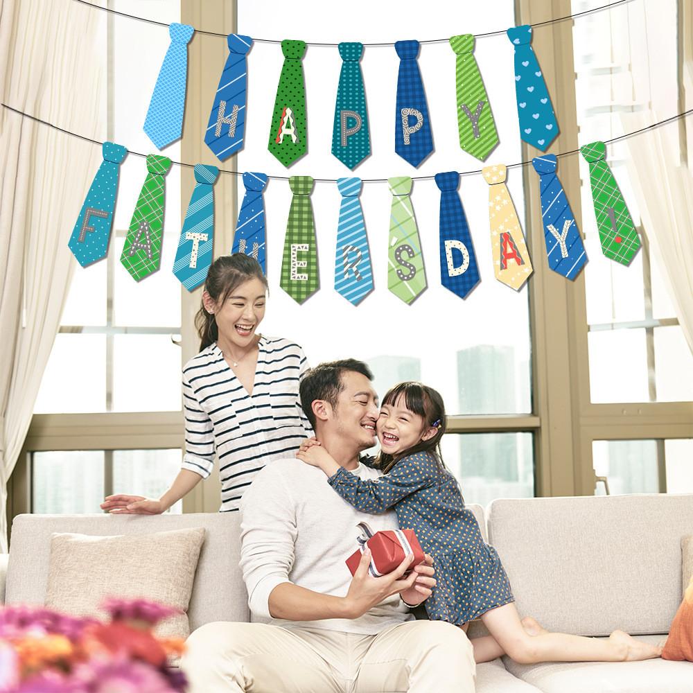 Day Father Themed Tie Patterns Banner Celebration Scene Props Decoration