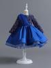 European & American Cross-Border Girls' Sequined Princess Long-Sleeve Evening Dress for Age 1