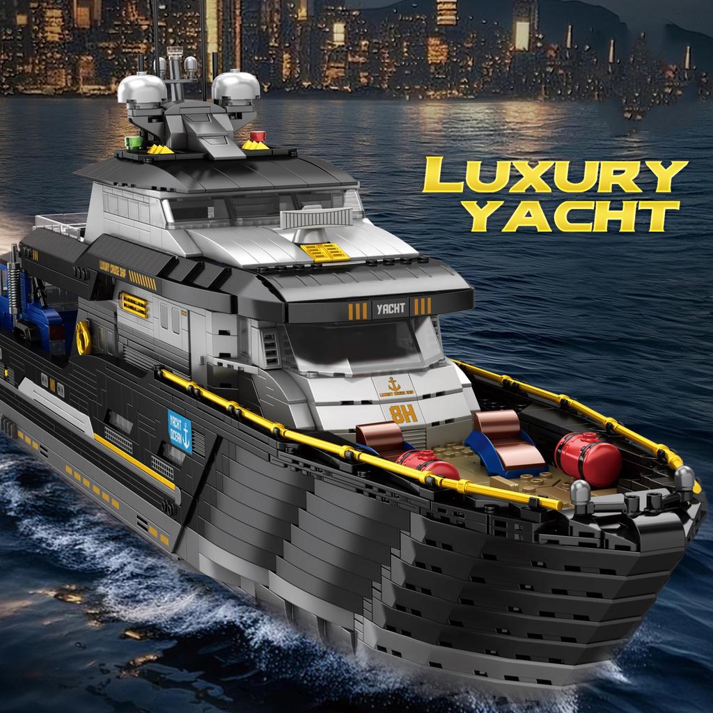 4421PCS Luxury Yacht Building Blocks MOC Motorboat Car Cruise Desktop Ornaments Bricks Kids Educational DIY Toys Birthday Gifts