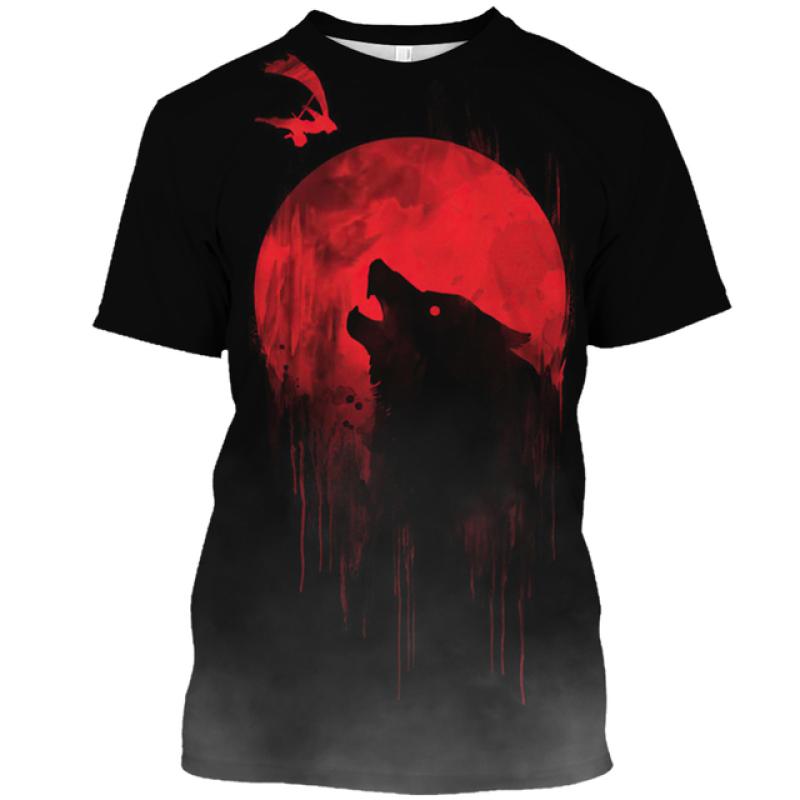 Letnia męska koszulka z nadrukiem zwierzęcym Casual 3d Plus rozmiar Punk z krótkim rękawem Street Sports sweter O Neck Tee bluza Harajuku