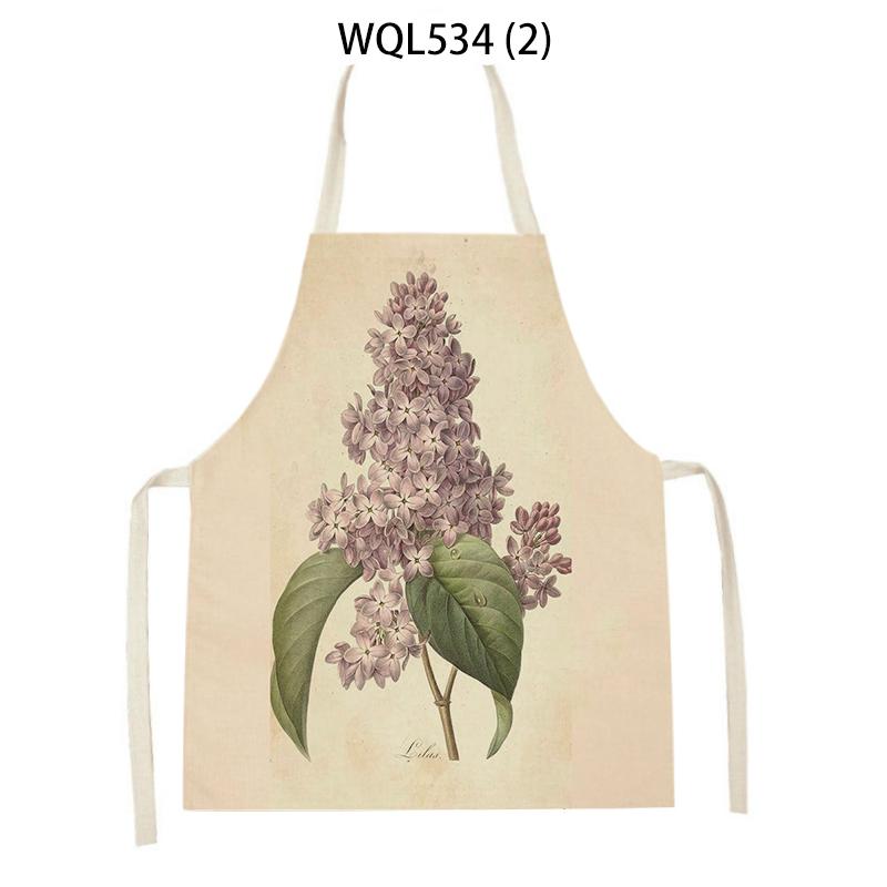 Women Men Retro Bird Flower Butterfly Printed Kitchen Aprons Household Cleaning Pinafore Baking Accessories Linen Cooking Apron