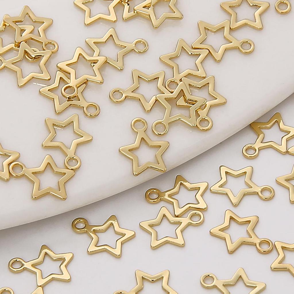 10pcs 6mm Brass Tiny Star Charms for Earring Bracelet DIY Jewelry Findings Making