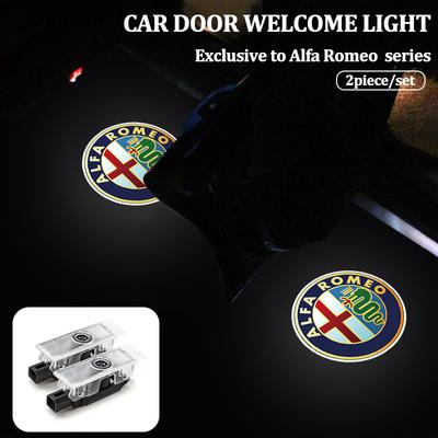 2Pcs Car Door Welcome Light Led HD Projector Lamp Courtesy Lights For 4C 159 166 Spider Giulia 156 Mito 147 Interiors