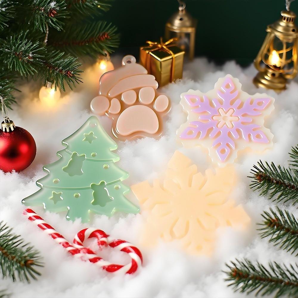 With Hole Christmas Resin Mold 12 Styles Snowflake Silicone Molds Santa Claus Resin Crafts DIY Jewelry Making Hanging Tags