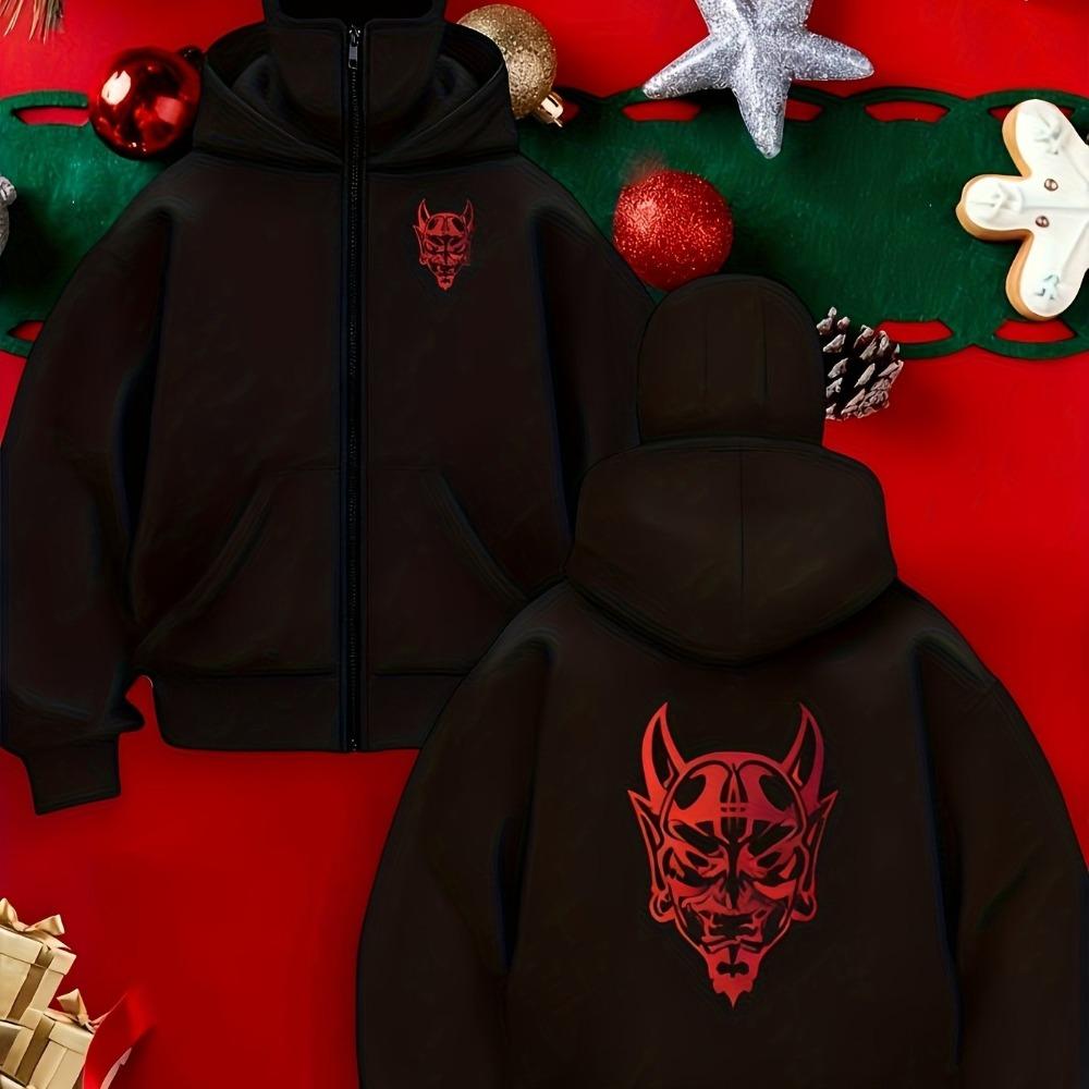 Unisex Fashion Trendy Double Hat Zipper Hoodie Cool and Velvet Street Wear Unique Print