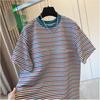 European Plus Size Striped Short Sleeve T-shirt for Women - Versatile Summer Loose Top