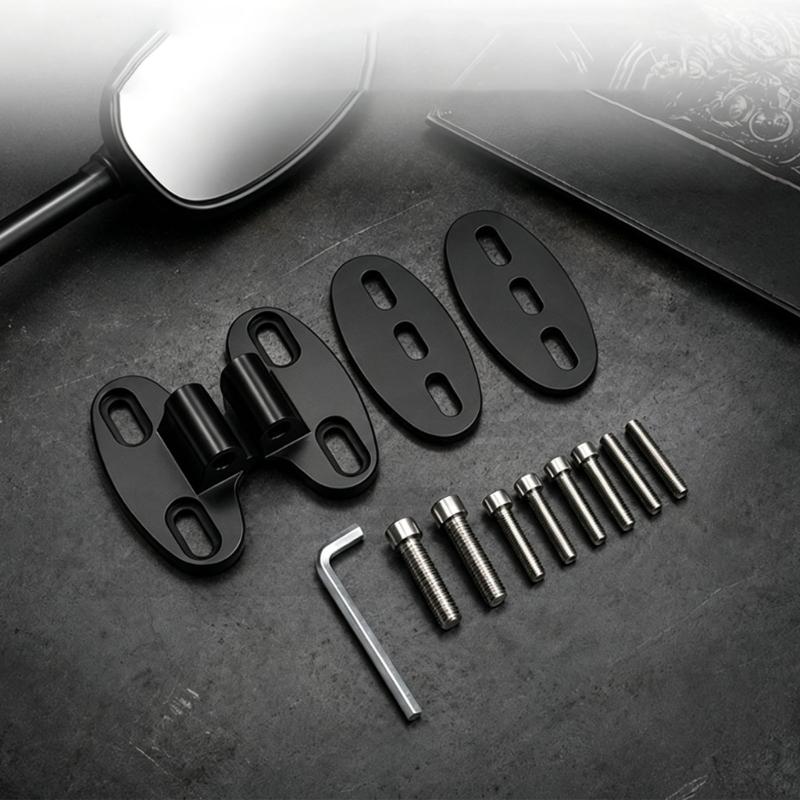 Motorcycle Mirror Relocation Hardware Kit for QX 66/005, Aluminum Forward Mount Bracket Set with Slotted Support Sleeves and Bolts for Install