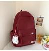 Schoolbag Fashion Korean Version Ins Backpack Female Junior High School Student Schoolbag College Style Large Capacity Solid Color Casual Backpack