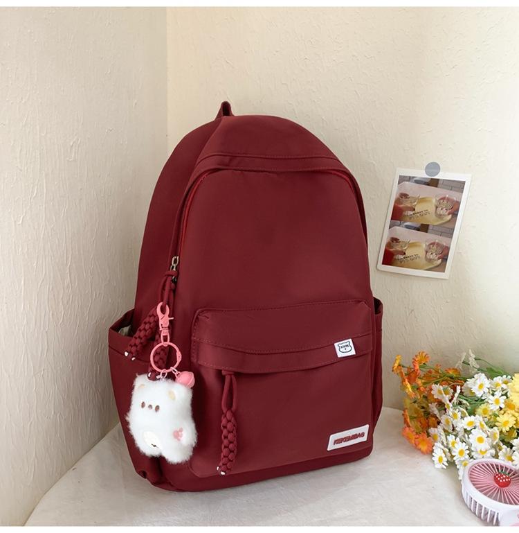 Schoolbag Fashion Korean Version Ins Backpack Female Junior High School Student Schoolbag College Style Large Capacity Solid Color Casual Backpack