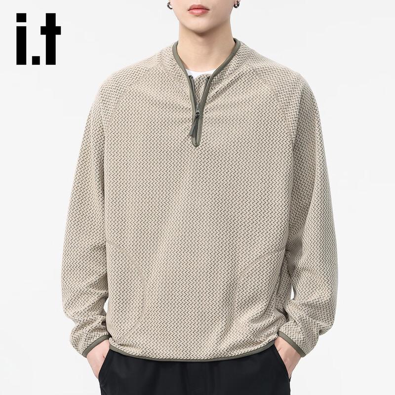 izzue Men's Casual Half-Zip Long Sleeve Pullover
