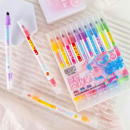 Dual-Tip Multi-color Fluorescent Glitter Pen for Journaling and Students - Creative Stationery Gift