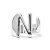 Ring - LUXENTER - Alphabet Letter N - Adjustable Size - Rhodium Plated - Silver Zirconia