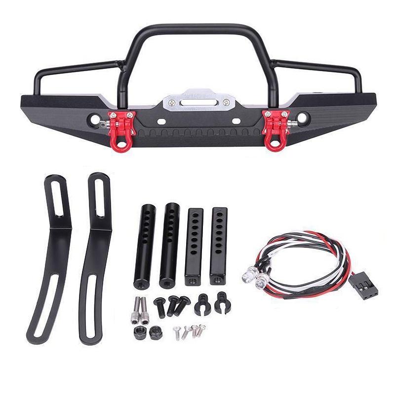 High Quality Metal Rc Rock Crawler Bumper With Bright Led Lights For Axial Scx10 9004