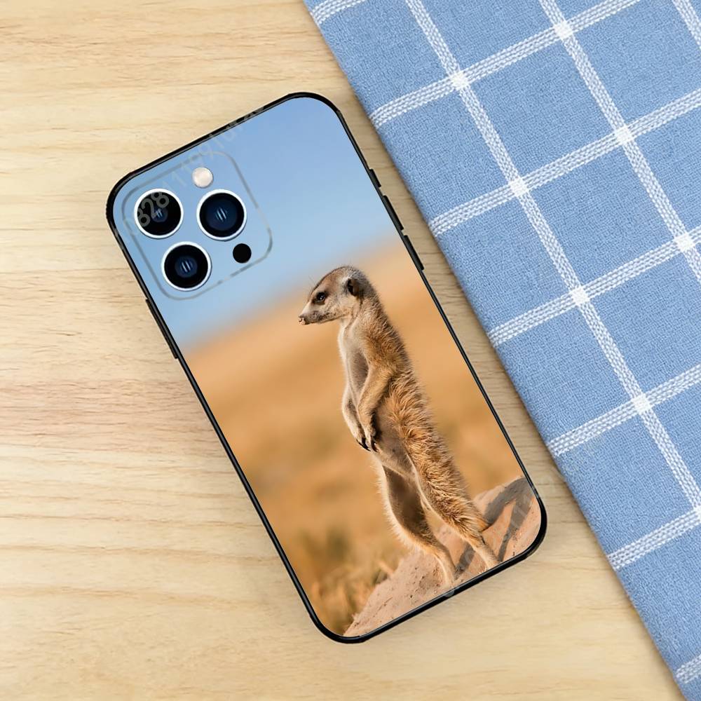 Funny Standing Meerkats Phone Case for iPhone 17 16 16E 15 14 Pro Plus Air 13 12 11 Max Mini X XR XS TPU Bumper