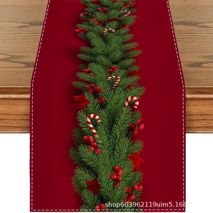 Christmas Table Runner with Santa and Tree Design