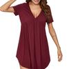 Summer Women's Dress Casual Home V-neck Short Sleeved Pajama Dress for Women