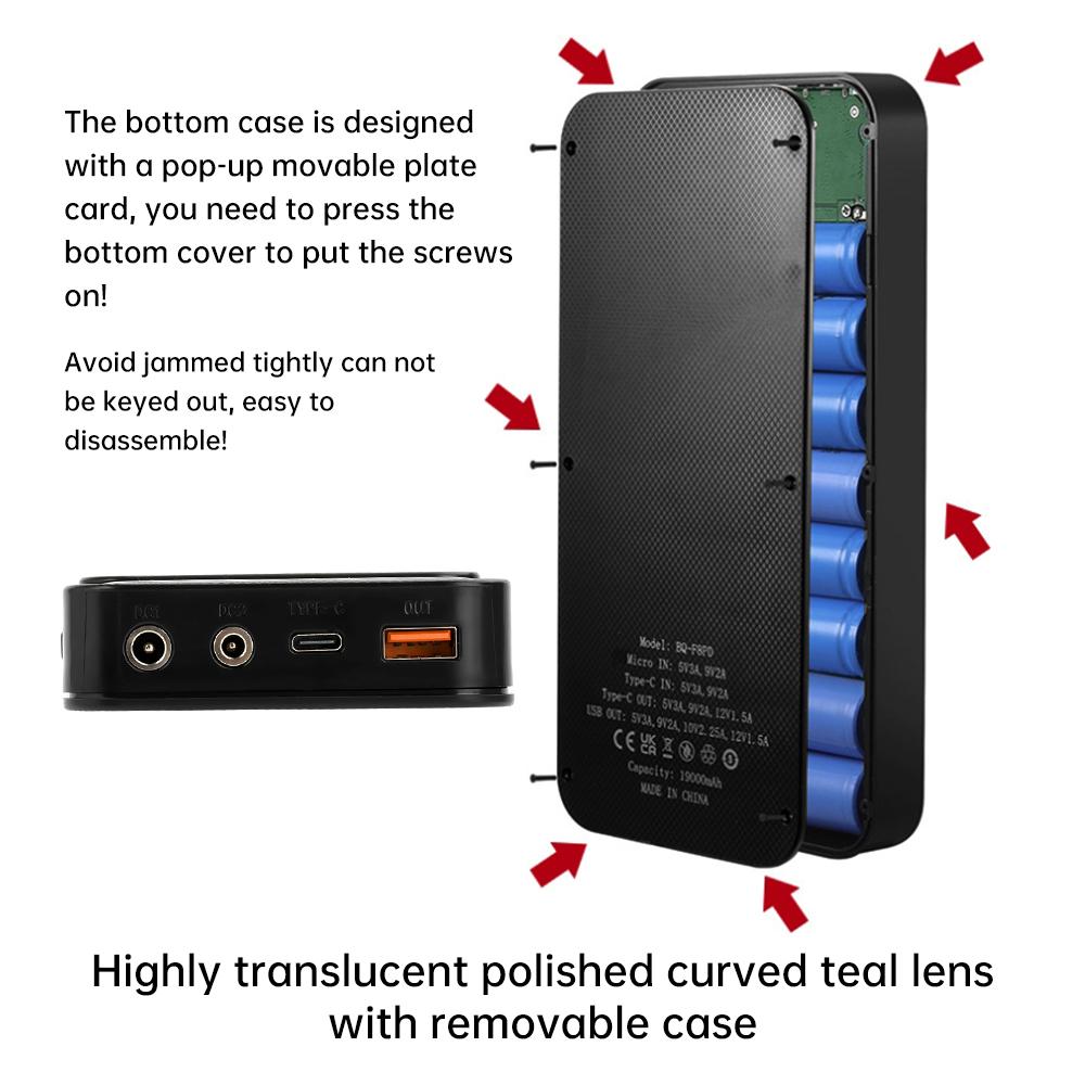 8*18650 Battery DIY Power Bank Case Removable Solder-free Mobile Power Sleeve Charging Power Case USB Type C DC Adjustable 5-12V