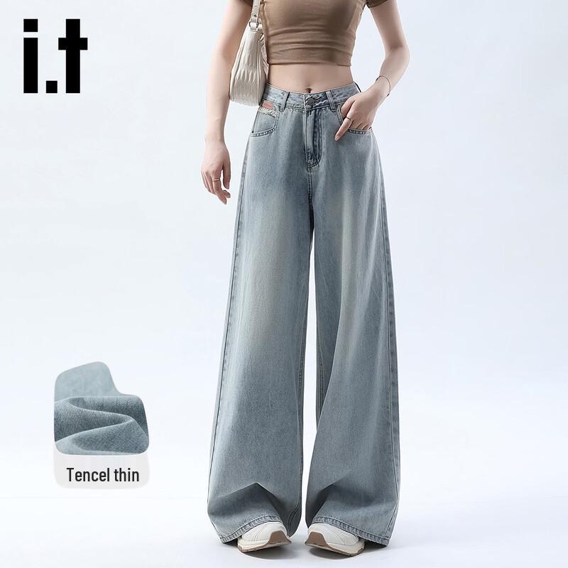 izzue it Women s High Street Lyocell Straight-Leg Jeans M светло-синий