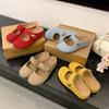 Grape Mother Summer New Models Increased by 5cm~ Small Golden Beans Round Head Soft Cute Mary Jane Thick Bottom Birkenstock Half Slippers Women