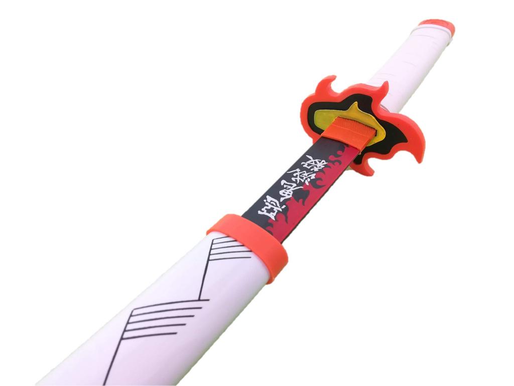 Upgraded Wooden Nichirin Sword, Rengoku Kyojuro, 78cm Short Sword, Demon Slayer, Cosplay, Interior Decoration, Japanese Sword, Katana, Weapon, S839