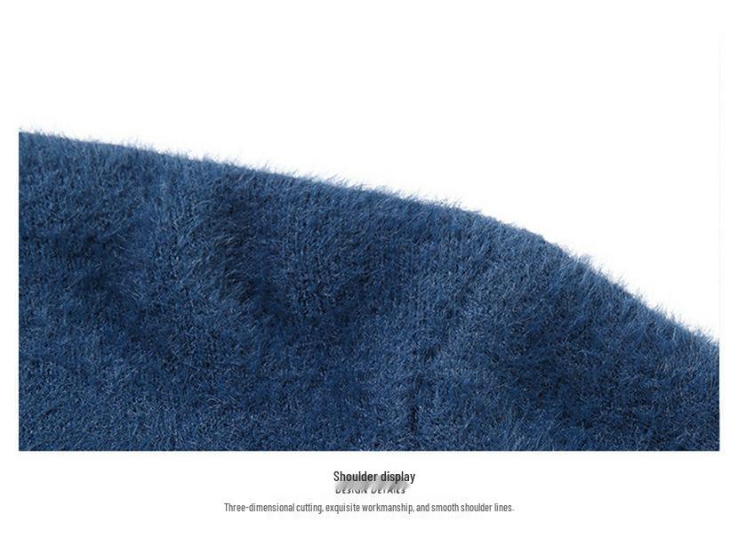 Plus Velvet Thickened Winter Mink Cashmere Semi-High Neck Men's Sweater