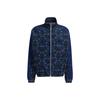 Corduroy Pattern All-Over Print Work Jacket Men's Dark Blue