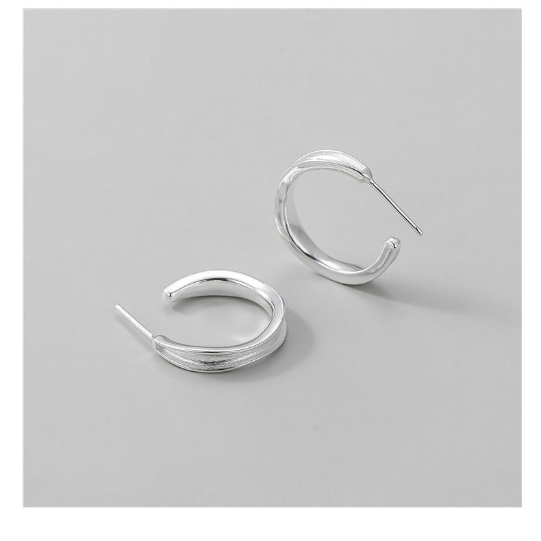 Korean Style Retro C-Shaped S925 Sterling Silver Earrings